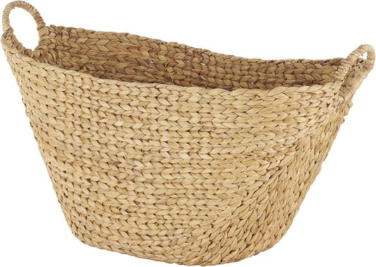 Deco 79 Seagrass Handmade Decorative and Functional Storage Basket Woven Basket Organizer with Ring Handles, Basket for Storage 31" x 19" x 19", Brown by Deco79