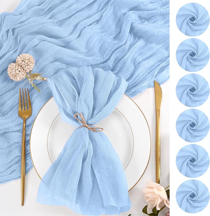 50 Pack Light Blue Napkins 20x20Inch Cheesecloth Napkins | Blue Elegant Cloth Napkins for Table, Washable Rustic Boho Gauze Napkins, for Wedding Party Bridal Baby Shower Dinner Decor by Lumaycens