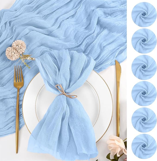 50 Pack Light Blue Napkins 20x20Inch Cheesecloth Napkins | Blue Elegant Cloth Napkins for Table, Washable Rustic Boho Gauze Napkins, for Wedding Party Bridal Baby Shower Dinner Decor by Lumaycens