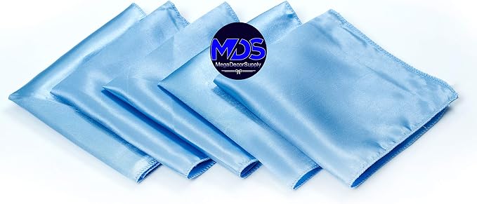 Set of 100 PCS Satin Napkin 12x12 Inch Square, Dinner Table Napkins for Wedding, Bulk Silky Sateen Cloth Napkins for Restaurant Banquet Graduation Birthday Party Decoration - Baby Blue - Image 2