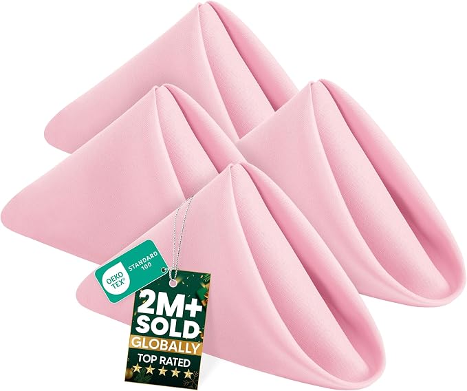 Utopia Home [24 Pack, Pink] Cloth Napkins 17x17 Inches, 100% Polyester | Hemmed Edges, Washable and Reusable Ideal for Parties, Weddings and Dinners by UTOPIAHOME