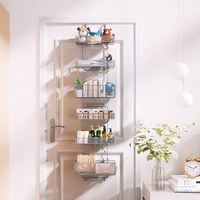 HapiRm Over Door Organizer Storage - Separable Door Organizer Hanging with 6 Metal Large Capacity Baskets for Bathroom Bedroom Kitchen Pantry Closet (Grey) - Image 6
