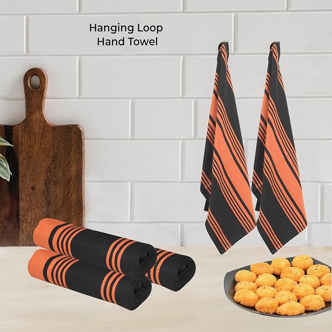 Urban Villa Kitchen Towels Cotton Dish Towels 20”x30” (Set of 6) Orange Blk - Image 6