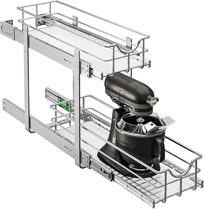 WelFurGeer 2-Tier Kitchen Cabinet Pullout Shelf and Drawer Organizer, Soft Close Pantry Pull Out Shelves, Heavy Duty Pull Out Cabinet Organizer with Shelf Liner for Kitchen Cabinets, Pantry Storage by WelFurGeer