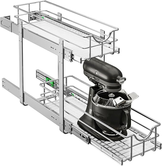 WelFurGeer 2-Tier Kitchen Cabinet Pullout Shelf and Drawer Organizer, Soft Close Pantry Pull Out Shelves, Heavy Duty Pull Out Cabinet Organizer with Shelf Liner for Kitchen Cabinets, Pantry Storage by WelFurGeer