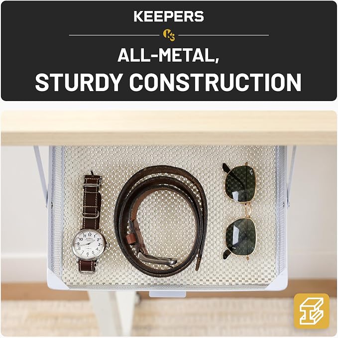 Everything Keeper - Organizer for Home, Kitchen, Bathroom, RV, Small Spaces - Storage Organizers - Compact Metal Basket - Under Cabinet Holder - Easy Install - Holds Strong - 13 x 10 x 2.5 in - Image 7