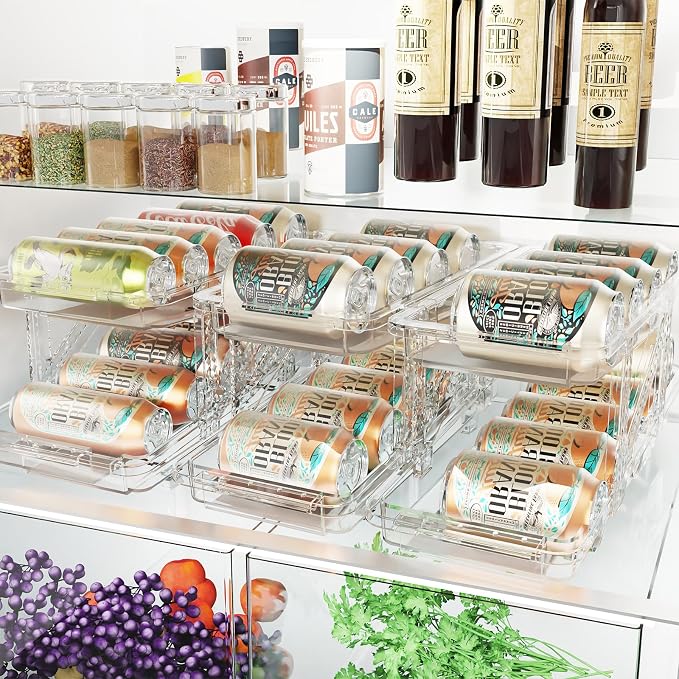 Jsyrjing Can Organizer for Pantry and 2 Pack Adjustable Width Soda Can Dispense for Refrigerator - Image 8