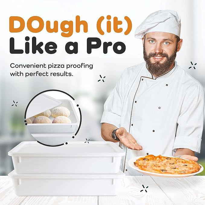 Pizza Dough Proofing Box, Commercial Grade 17.25" x 13", 2 Trays and Covers | Stackable - Image 8