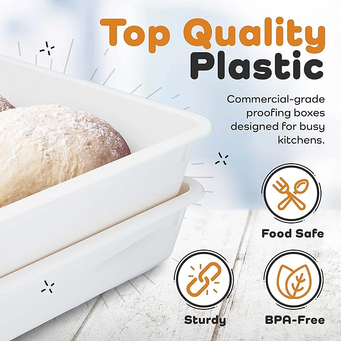 Pizza Dough Proofing Box, Commercial Grade 17.25" x 13", 2 Trays and Covers | Stackable - Image 4