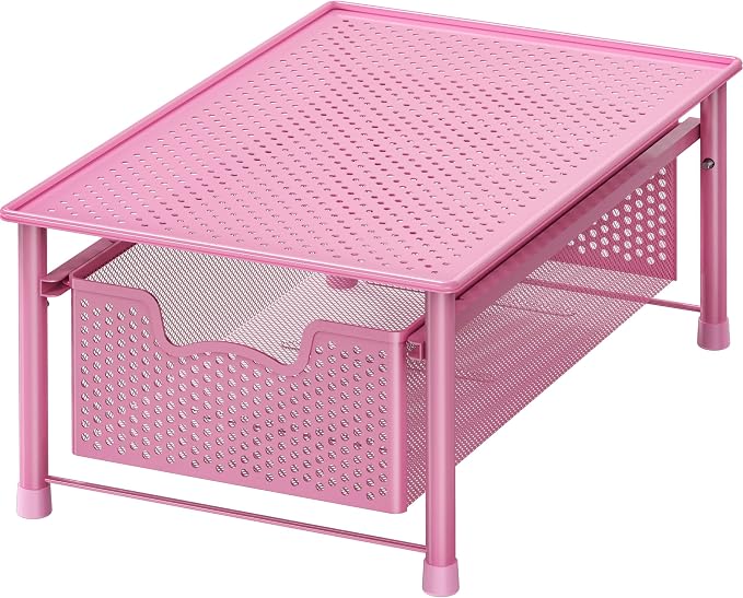 Simple Houseware Stackable Cabinet Basket Drawer Organizer, Pink by SimpleHouseware