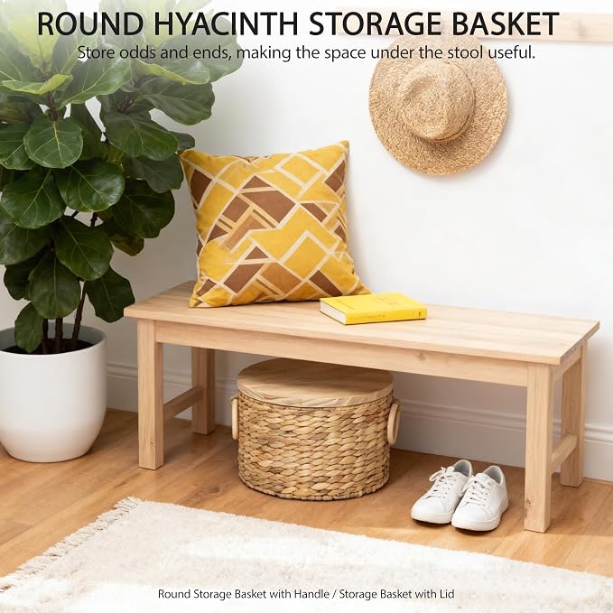 Woven Water Hyacinth Storage Basket Set of 2 with Lids | Stackable Rectangular Baskets,Decorative Natural Storage for Organization, Home, Closet, Desktop & Shelves - Image 6