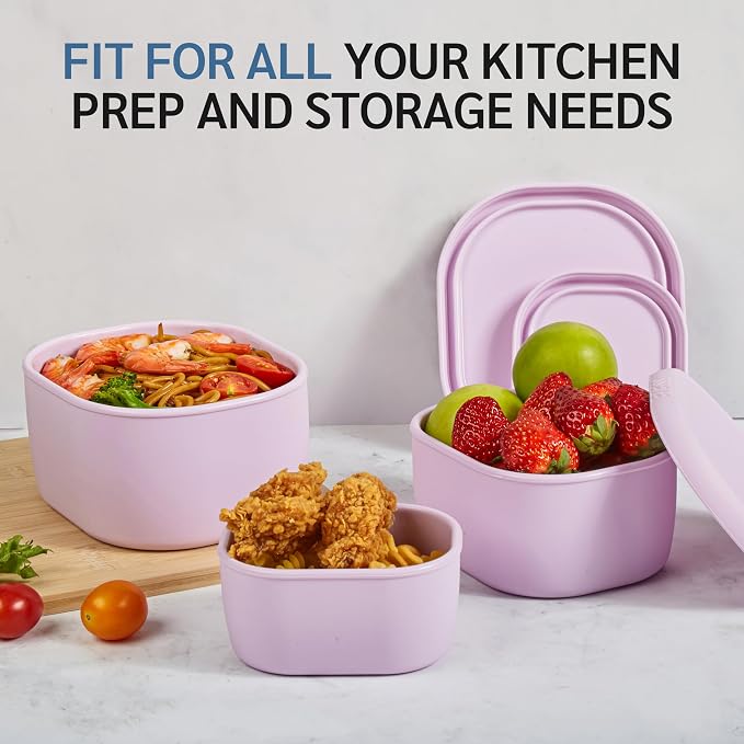 ISSEVE 12Pcs/Set Nesting Silicone Food Storage Containers with Lids, Purple | BPA-free, Reusable, Meal Prep Containers, Small Freezer Portions, Dishwasher Cleaning, Nested Cabinet Storage, 5 Sizes - Image 5