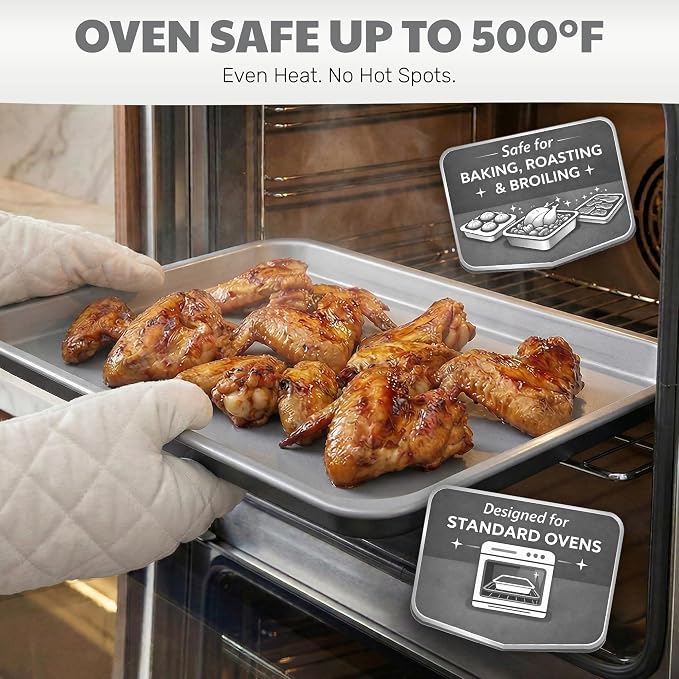 Gotham Steel 6 Pc Stackable Baking Pans Set, 70% Space Saving Design, Ceramic Bakeware Sets Non Toxic Made Without PFOA PFOS, with Cookie Sheet Tray, Cake & Muffin Pans, Oven & Dishwasher Safe - Image 5