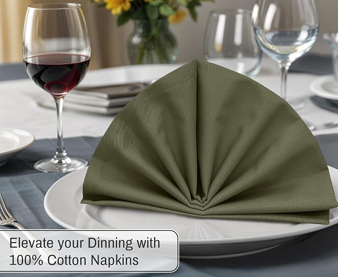 Ruvanti Cloth Napkins Set of 12, 18x18 Inches, 100% Cotton, Washable, Soft & Absorbent, Perfect for Wedding, Christmas, ‎Thanksgiving Dinners - Capulet Olive - Image 4