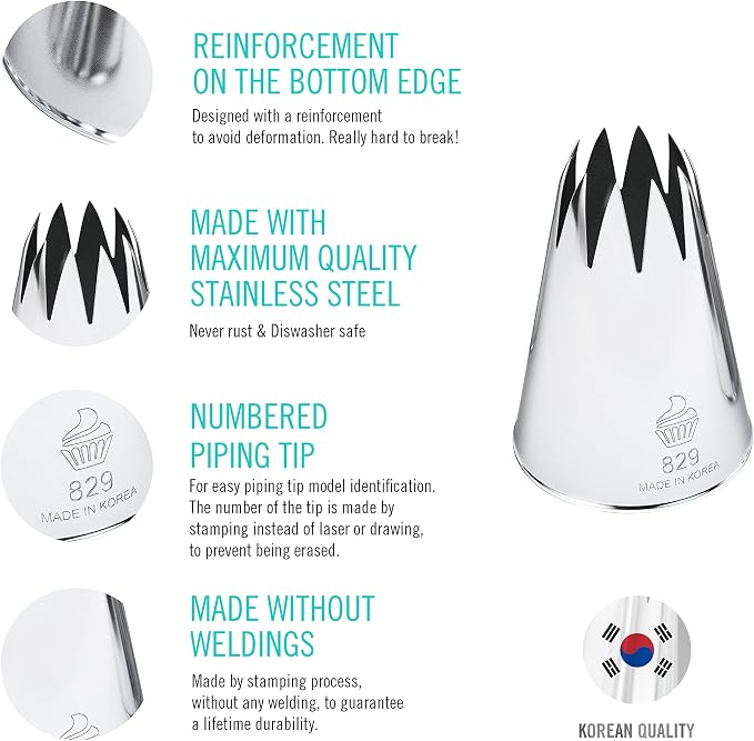 Professional Icing Tips Set (31pcs): Reusable Pastry Bag + 26 Extra Large Piping Tips + 3 couplers, for Decorating Cupcakes, Cakes & Churros - Piping Nozzles Kit Made in Korea & Japan - Image 3