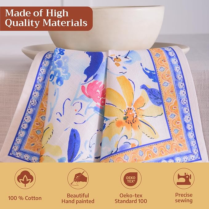 Maison d' Hermine Cloth Napkins Set of 4 Reusable 100% Cotton (20" x 20") | Everyday Square Napkins Cloth Washable Dinner Party Wedding Restaurant Hotel Kitchen Spring Summer - Girassol - Image 3