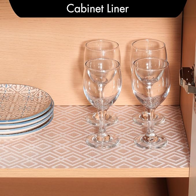 Cooyes Shelf and Drawer Liner for Kitchen Cabinets – Non-Adhesive, Waterproof, Non-Slip Cabinet Liners for Scratch Protection, Desk, Refrigerator, Shelves, Drawers with Modern Pattern - Image 3