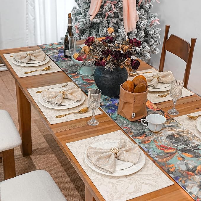 Cloth Napkins Set of 12, Dinner Napkins Washable Soft Durable, Cotton Polyester Blend Yarn-Dyed Jacquard Napkin for Dining, Parties, Weddings, Holiday, 18x18 Inch - Beige - Image 6