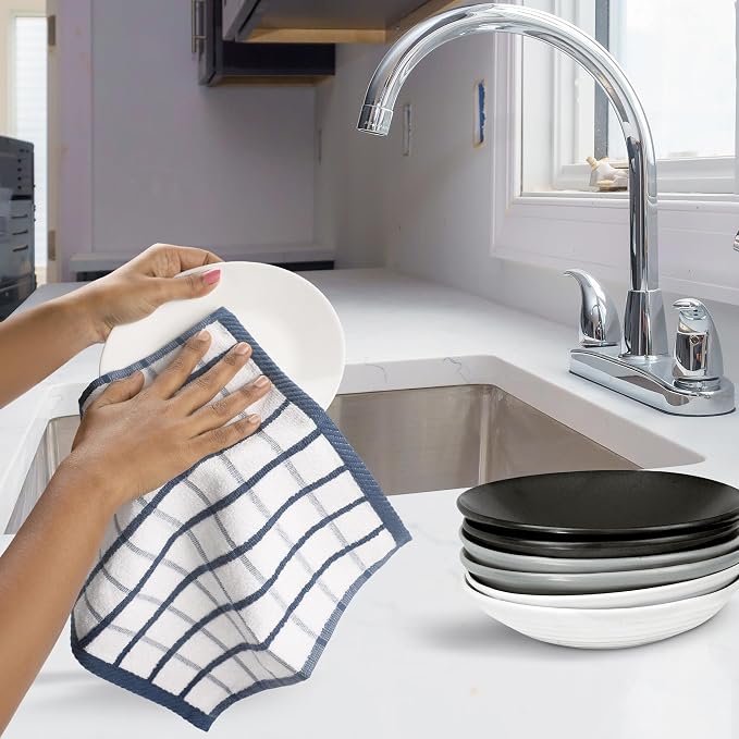 Urban Villa Kitchen Towels Cotton Dish Towels 12”x12” (Set of 6) Blue White - Image 5