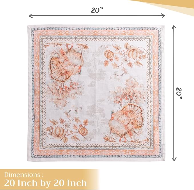 Maison d' Hermine Cloth Napkins Set of 4 Reusable 100% Cotton (20" x 20") | Everyday Square Napkins Cloth Washable Dinner Wedding Restaurant Hotel Kitchen Thanksgiving Christmas - Giving Thanks - Image 4