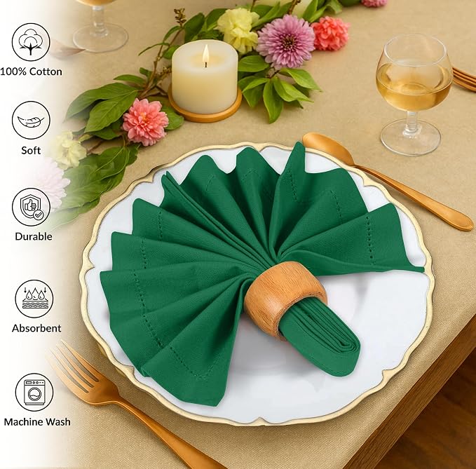 Ruvanti Cloth Napkins Set of 12, 100% Cotton High GSM 18x18 Inches, Hem Stitched Corners, Soft, Washable, Highly Durable & Absorbent, Perfect for Parties, Christmas, Thanksgiving Dinners – Amazon - Image 3