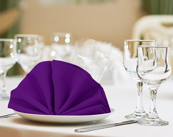 Utopia Home [24 Pack, Purple] Cloth Napkins 17x17 Inches, 100% Polyester | Hemmed Edges, Washable and Reusable Ideal for Parties, Weddings and Dinners - Image 4