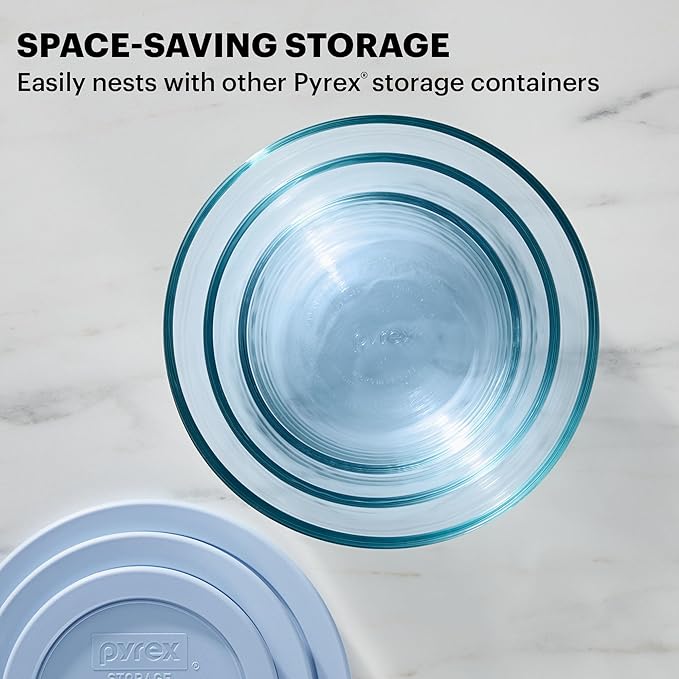 Pyrex Colors Tinted (12-PC Full Set) Small/Medium/Large Food Storage Container Set, Snug Fit Non-Toxic Plastic BPA-Free Lids, Freezer Dishwasher Microwave Safe, 3 Cup, 6 Cup & 11 Cup - Image 3