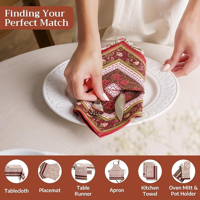 Maison d' Hermine Cloth Napkins Set of 4 Reusable 100% Cotton (20" x 20") | Everyday Square Napkins Cloth Washable Dinner Wedding Restaurant Hotel Kitchen Thanksgiving Christmas - Reveillon Au Jardin - Image 4