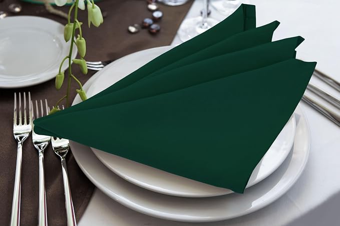 Utopia Home [24 Pack, Hunter Green] Cloth Napkins 17x17 in, 100% Polyester | Hemmed Edges, Washable and Reusable Ideal for Parties, Weddings and Dinners - Image 4