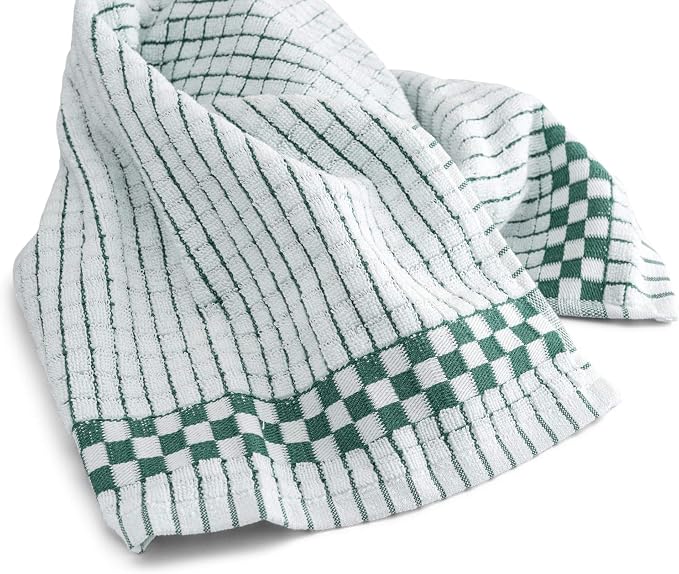 XLNT Highly Absorbent Kitchen Dish Towels 100% Cotton 18x28 inch – Ultra-Thick Dishcloths – Premium Weave for Drying & Cleaning – Soft, Durable & Lint-Free – Pack of 3 Green - Image 2