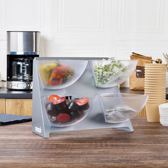 Restaurantware Condiment Organizer 1 Case 15.5 x 10 x 10.5 Inches Countertop Bin Holder Stainless Steel Removable Compartment Caddy Silver Tray for Coffee Station or Buffet Display - Image 6