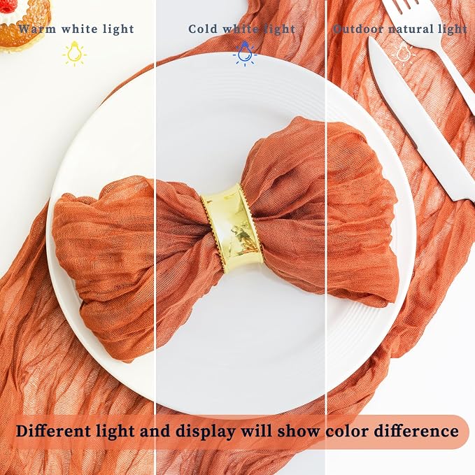 60 Pack Orange Cheesecloth Napkins 21x21 Inches Orange Cloth Napkins Set of 60 Washable Dinner Table Napkins for Wedding Bridal Baby Shower Rustic Boho Cotton Gauze Family Party Table Decor - Image 8