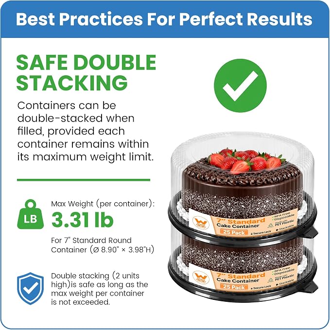 WOW 7in Standard PET Round Cake Carrier, 25-Pack | Fits 7in Cakes, Clear Dome Lid, Stackable, Lightweight, Desserts, Pies, Pastries, 9.5in Diameter - Image 5