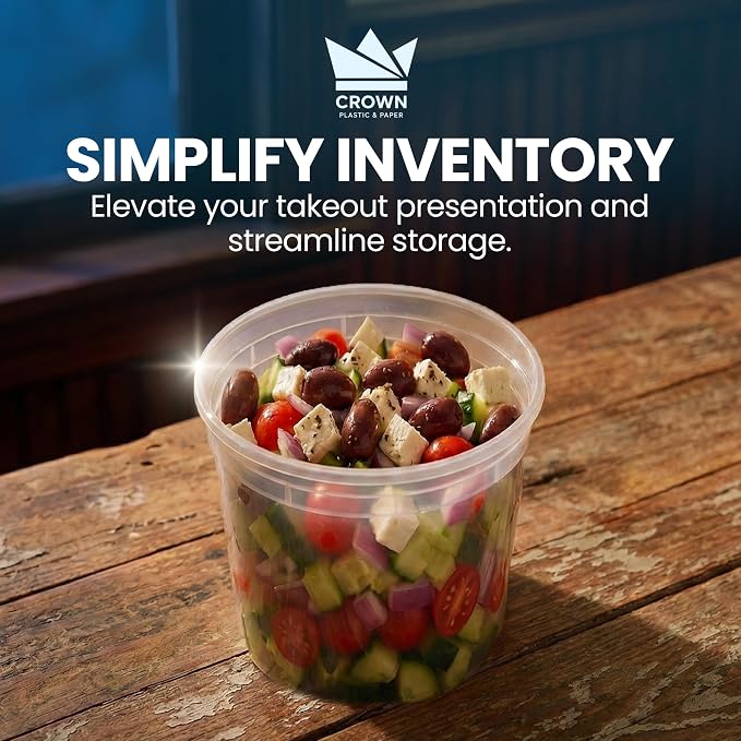 24oz Heavy Duty Deli Containers with Lids- Leak-Resistant Plastic Containers for Soups Sauces & Snacks- Microwave & Dishwasher Safe Stackable Food Containers for Deli, Catering & Takeout Use- 240 Pack - Image 5