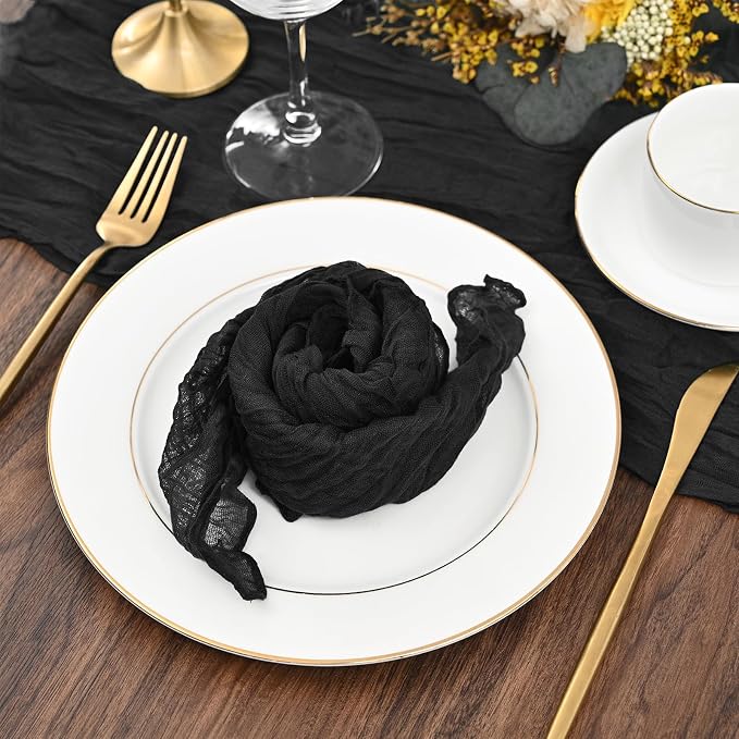 fani 100 Pack Gauze Cheesecloth Napkins, 20 x 20 in, Black | Wrinkled Table Napkins, Soft Cotton, Rustic Decorative, Weddings, Party, Dinner Table, Everyday Use - Image 7