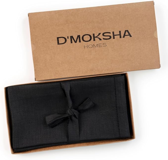 Signature Linen™ by D'Moksha Black Dinner Napkins Set of 8, 20 x 20 Inch Cloth Napkins, 100% Pure Linen, Hemstitch, Machine Washable Table Napkins- Summer, Weddings, Outdoor hostings - Image 4