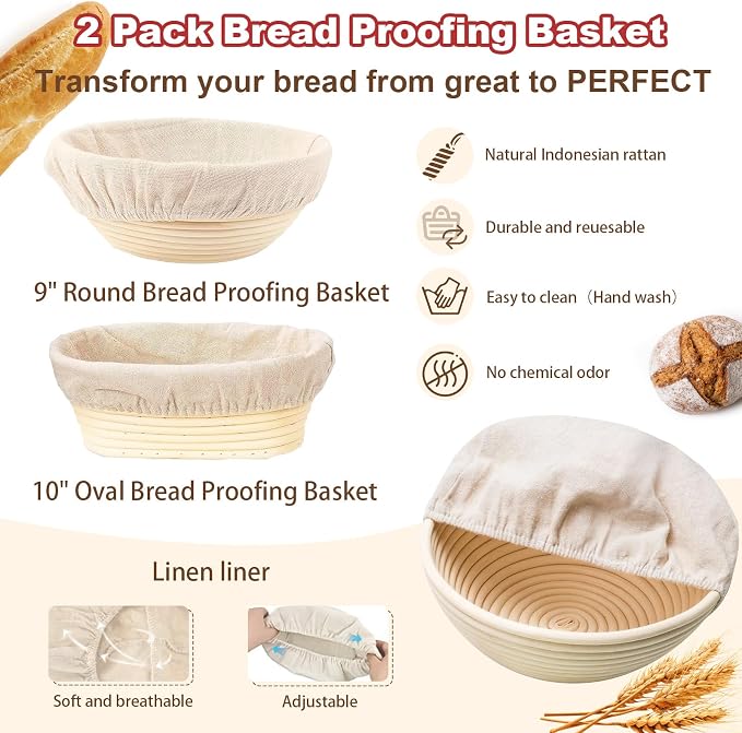 Sourdough Starter Kit with Scale, Glass Jar, Banneton Bread Proofing Basket | Complete Sourdough Bread Baking Supplies, Sour Dough Making Essentials Tools, Gift for Bakers Beiginner, Women, Wife, Mom - Image 5