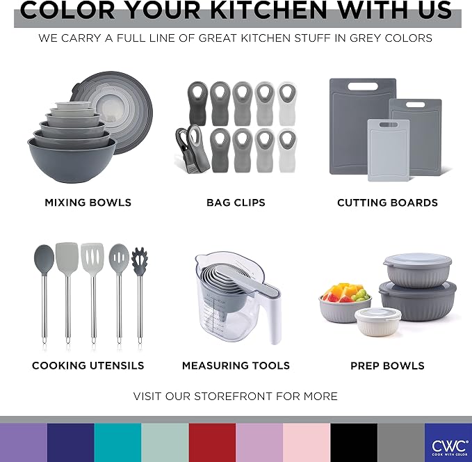 COOK WITH COLOR Silicone Cooking Utensils, Kitchen Utensil Set, Easy to Clean Silicone Kitchen Utensils, Cooking Utensils for Nonstick Cookware, Kitchen Gadgets Set, 10 Pieces, Grey Ombre - Image 9