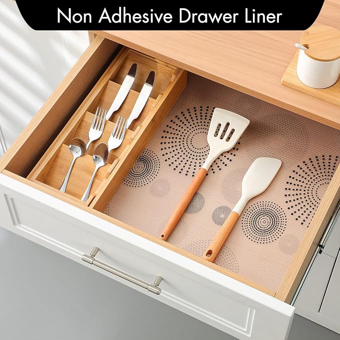 Cooyes Shelf and Drawer Liner for Kitchen Cabinets – Non-Adhesive, Waterproof, Non-Slip Cabinet Liners for Scratch Protection, Desk, Refrigerator, Shelves, Drawers with Modern Pattern - Image 4