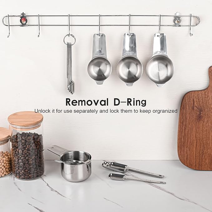Measuring Cups and Spoons Set, 18/8 Stainless Steel Measuring Cups and Spoons set 17, Metal 7 Metric Measure Cups and 9 Dry Measure Spoons with 1 Leveler for Kitchen & Baking - Image 9