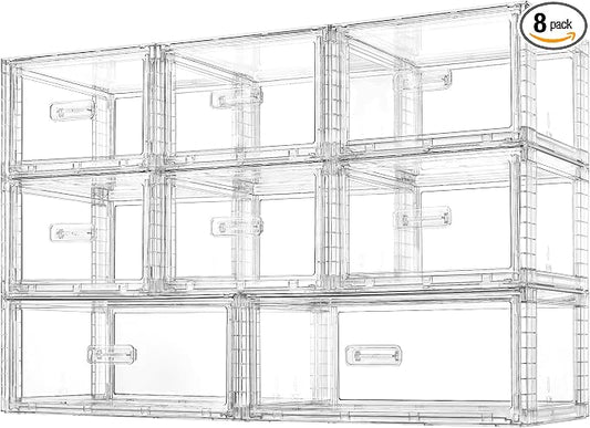 Vtopmart 8 Pack Large & Medium Stackable Storage Drawers Set | Easy Assembly Clear Plastic Storage Cabinet, Durable Dresser for Closet, Bedroom, Entryway, Playroom & Apartment Organization by Vtopmart
