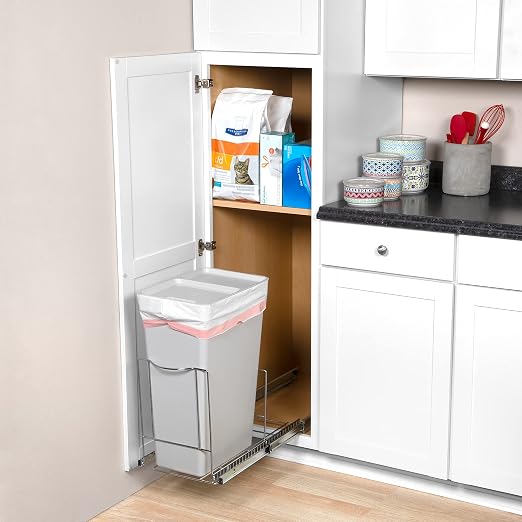 HOLDN’ STORAGE Pull-Out Trash Can for Under-Cabinet, 12 Gal / 48 qt | Heavy-Duty Chrome, Smooth Slide with Trash Bag Storage, Fits 13" Cabinet Opening (Bin Not Included) - Image 4