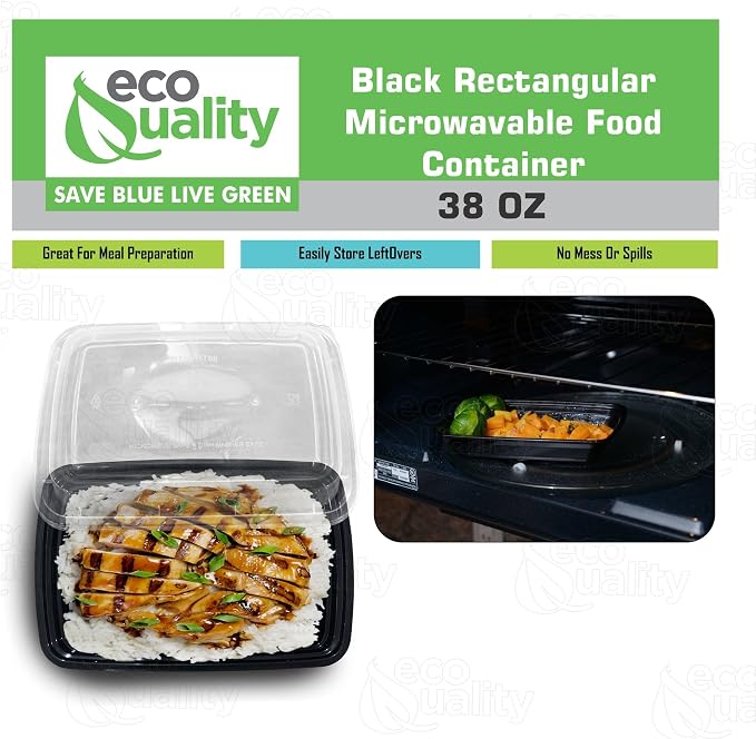 38 oz Reusable Food Storage 150 Pack Containers with Lids Rectangular BPA Free Freezer, Microwave & Dishwasher Safe – Airtight & Watertight Stackable, Lunch Meal Prep, To-Go, Bento Box - Image 5