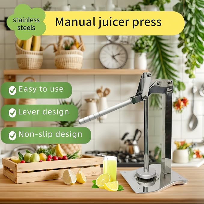 Stainless Steel Lemon Squeezer Manual Citrus Juicer – Heavy Duty Hand Juicer for Orange Lime, Commercial Grade Easy Clean Fruit Press, Non-Slip Handle Vegetable Juicer for Kitchen Lemonade - Image 8