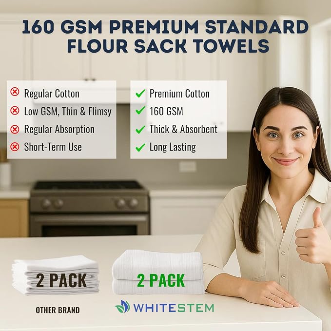 Flour Sack Towels | Tea Towel for Crafts | Kitchen | Dish | Cotton Blank Towel for Embroidery | Baking Bread Proofing Linen Cover | Thick Absorbent Quick Dry | 2 Pack 28"x28" Natural - Image 6
