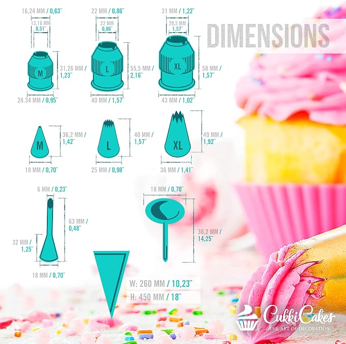 Professional Icing Tips Set (31pcs): Reusable Pastry Bag + 26 Extra Large Piping Tips + 3 couplers, for Decorating Cupcakes, Cakes & Churros - Piping Nozzles Kit Made in Korea & Japan - Image 6