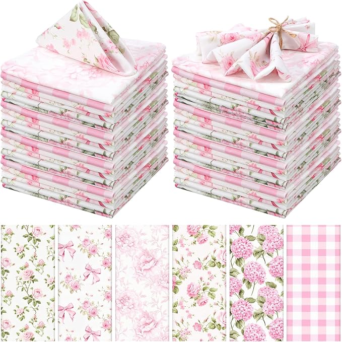 12 Pcs Floral Cloth Napkins 6 Patterns Washable Dinner Tea Party Napkins Reusable Plant Flowers Square Napkin Cotton Towel Decorative for Summer Wildflower Party(Bow Hydrangea) by Unknown