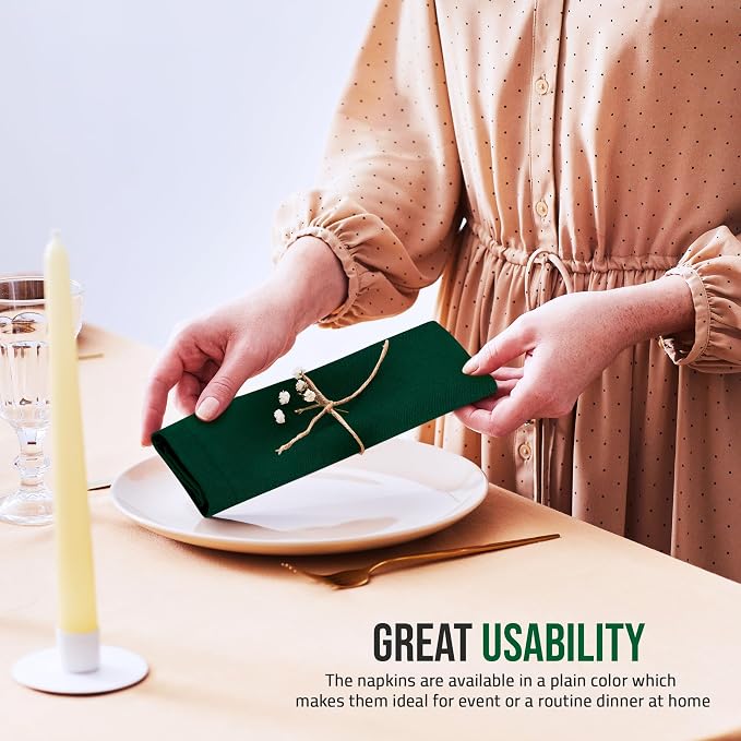 Utopia Home [12 Pack, Hunter Green] Cloth Napkins 20x20 in, 100% Polyester | Hemmed Edges, Washable and Reusable Ideal for Parties, Weddings and Dinners - Image 8