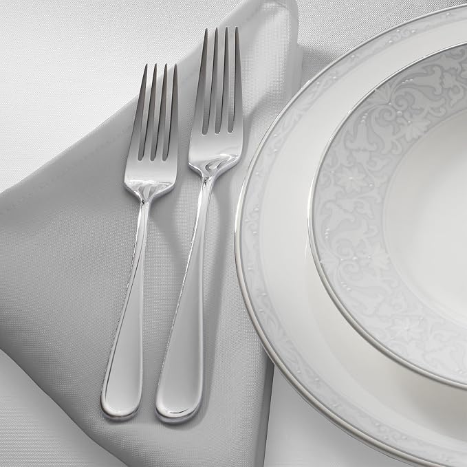 Lann's Linens Set of 144 Cloth Dinner Napkins, 17-inch Polyester Napkins, Washable and Reusable Fabric for Weddings, Hotels, Restaurants - Silver Gray - Image 2