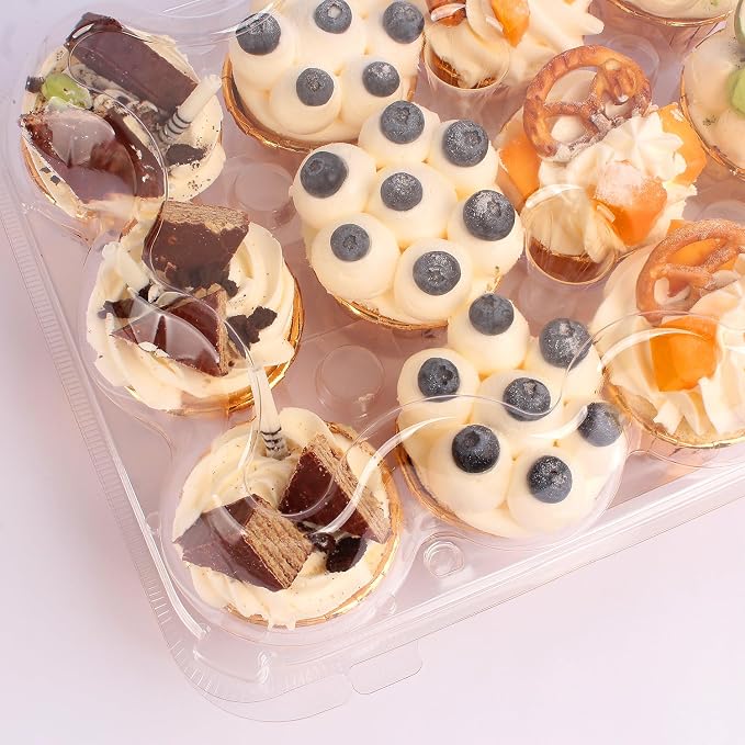 24 Count Cupcake Containers with Tall Dome Lids, 10 Pack Clear Plastic Stackable Cupcake Boxes, Detachable Covers for Frosted Cupcakes, Standard Size Cupcake Carrier for Parties, Bake Sales, Events - Image 2